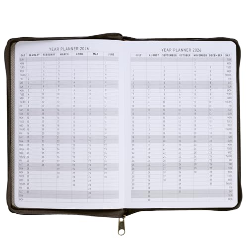 Christian Art Gifts 2026 12 Month Premium Vegan Leather Executive Daily Planner for Men & Women: Trust in the Lord Encouraging Scripture, Monthly Planning, Budgeting, Time Blocks, Zippered, Brown - Thumbnail 6