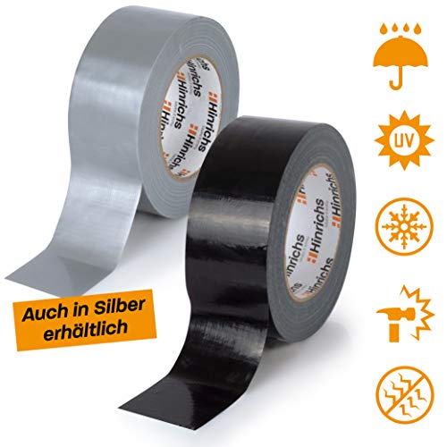 Hinrichs Gewebeband Set mit 4 Rollen Panzertape Schwarz 50m x 50mm