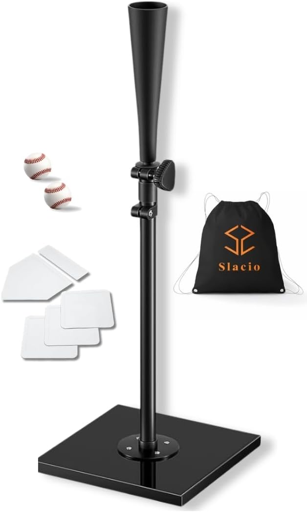 Tee Ball Set for Kids – T Ball & Teeball Training Equipment, Adjustable Batting Tee 23–37 Inch, Baseball Practice Bundle with 5 Bases, 2 Balls & Carry Bag