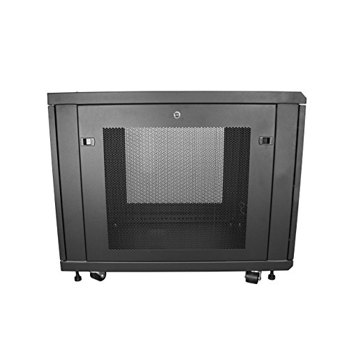 Image of StarTech 12U 19in Enclosed 4-Post Server Cabinet, 29in Deep, 992lb /450kg | EIA-310 compliant, Casters and leveling feet, 1U fixed shelf, 27.8in high, 75cm mount depth, 10ft tie