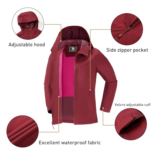 CAMEL CROWN Women's Waterproof Windbreaker Jacket, Lightweight Wind-Resistant Hiking Coat4