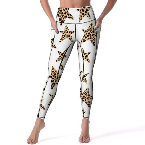 Legging de sport léopard femmes taille haute extensible imprimé étoilé fitness S