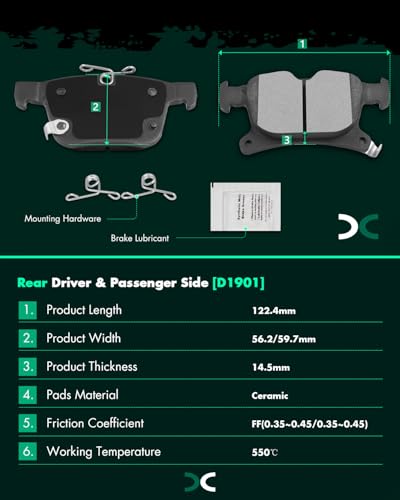 Image of SCITOO D1589 D1901 Front Semi-Metal Rear Ceramic Brake Pads Sets w /Hardware