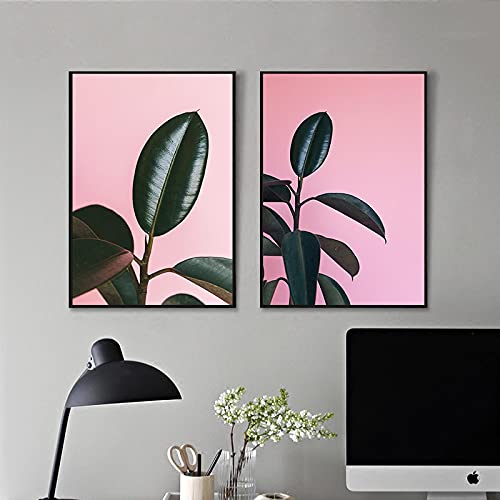 Affiche rose et verte abstraite nordique, poster mural 40x60cm