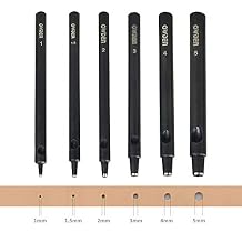 OWDEN Professional 6Pcs. Leather Hollow Punch Set. Size 1.0-5.0mm for Belt, Watch Band and Strap Gasket. with a Free mini Cutting mat.