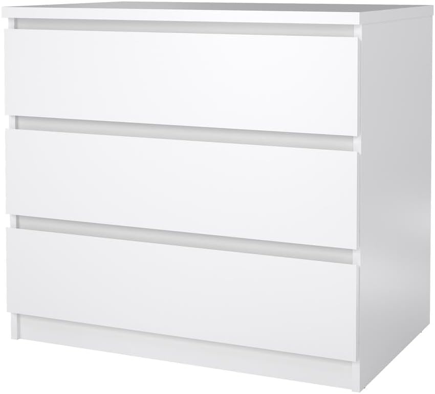 White 3 Drawer Dresser – Modern 3 Drawer Dresser for Bedroom, Closet, or Entryway – Sleek and Functional Three Drawer Unit for Compact Storage