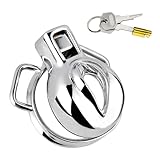 Imitation Pussy Pseudo Stainless Steel Chastity Locks Devices Cage Cock Rings,Penis Bondage Lock Slave BDSM Cock cage Toys for Men (45MM)