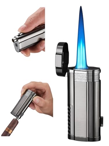 Encendedor triple llama de llama ajustable y recargable miniatura 1