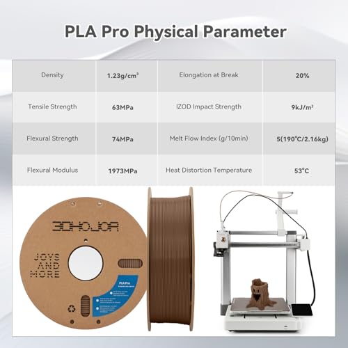 Image of 3DHoJor PLA Pro (PLA+) Filament 1.75mm, 3D Printer Filament, Cardboard Spool, + /- 0.03 mm-Brown, 1kg