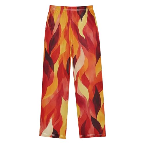 Boys' Pants Orange Yellow Fire Flame Long Bottoms Jogger Pants Elastic Waist Trousers with Pockets S-XL