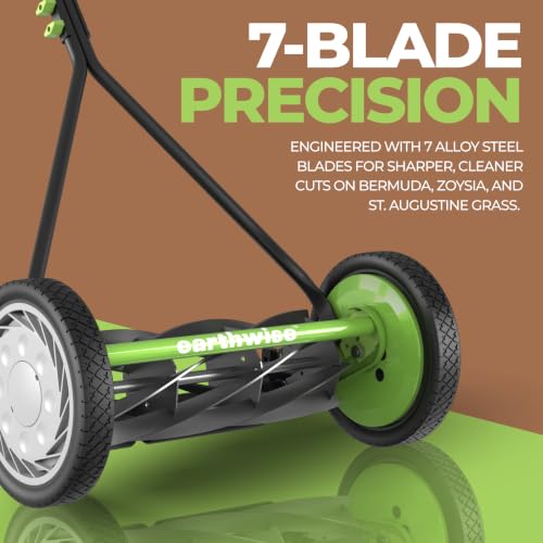 Image of Earthwise 1715-16EW 16-Inch 7-Blade Push Reel Lawn Mower, Grey