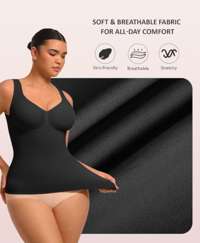 Image of FeelinGirl Women Shapewear Tank Top Tummy Control Compression Tanks V Neck Seamless Body Shaper Camisole Tops for Women