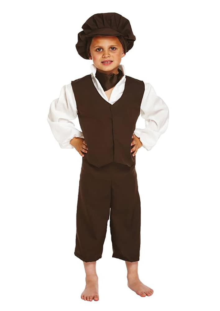 HENBRANDT Children’s Victorian Boy with Hat Fancy Dress Costume Victorian Era School History Day Street Child Urchin Fancy Dress Outfit for Kids in 3 Sizes Fancy Dress for Boys