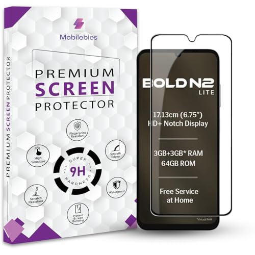 Image of Premium Tempered Glass Screen Protector Guard For Lava Bold N2 Llite (6.75 Inch, Pack of 1) | Edge to Edge Coverage With Easy to installation kit