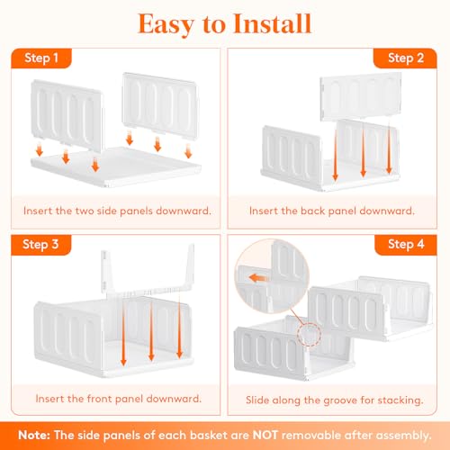 Image of Lifewit 20 Pack Stackable Closet Organizers and Storage Basket for Clothes, Plastic Sweater Storage Bins for Wardrobe, Stacking Clothing Containers for RV, Pantry, Shelf, Kitchen, Dorm, 14 inch Depth