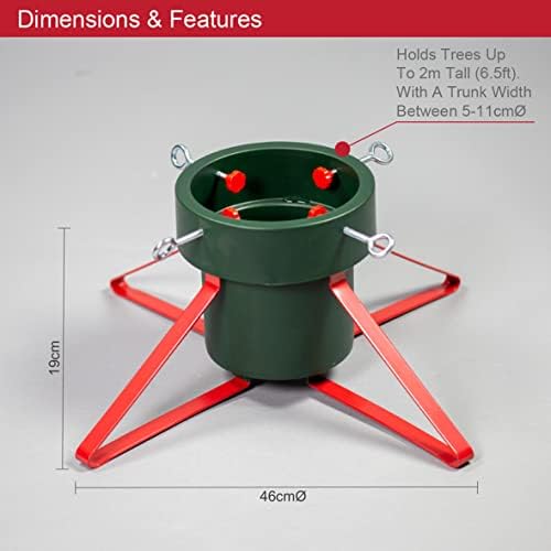 The Christmas Workshop 70869 Christmas Tree Stand / Fits Trees Up To 2M Tall & 11CM Diameter / Holds 1.8L of Water / 46cm x 46cm x 19cm