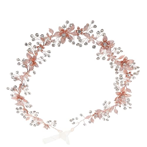 BESTYASH Rose Gold Bridal Waistband Floral Crystal Belt for Wedding Dresses Handmade Rhinestone Sash Accessory for Bridesmaids and Formal Occasions Beading Dress Belt for Memorable Photos