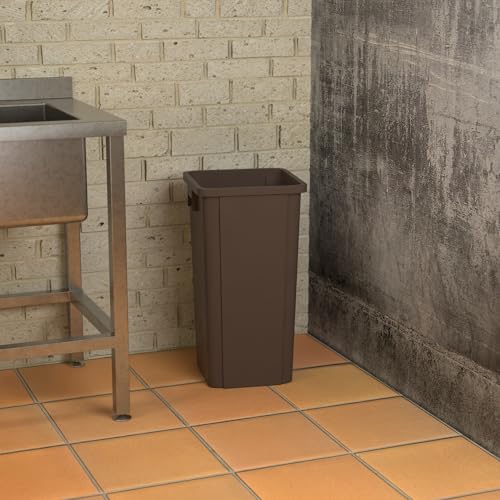 Image of Square Commercial Trash Can (Trash Can, Brown, 23 Gallon)