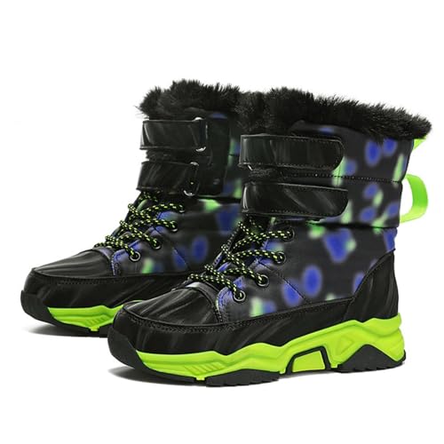 Boys Girls Snow Boots Waterproof Mid Calf Boots Faux Fur Lined Winter Shoes Anti Slip Hiking Boots for Little/Big Kids3
