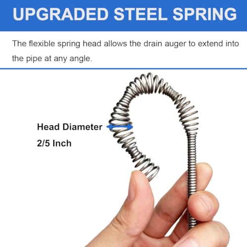 Drain Auger, Clog Remover with Drill Adapter, 25 Feet Flexible Plumbing Snake Use Manually or Powered for Kitchen, Bathroom and Shower Sink, Comes with Gloves (blue) by BACEYIOU - Image 6