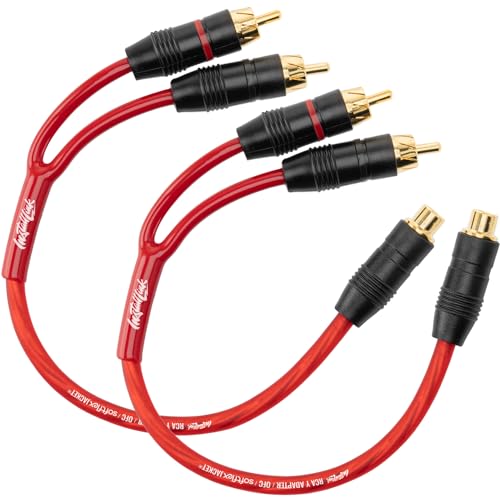 Install Link RCA Audio Cable for Subwoofer or Stereo Cable Y Adapter 1-Female to 2-Male Splitter 2pk