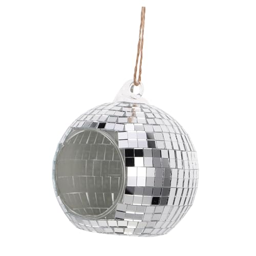 Garneck Lampada a Candelabro Portacandele Tealight in Sospeso Palla Da Discoteca Piccola Portacandele Da Parete Supporto Per Da Parete Portacandele Bicchiere Silver