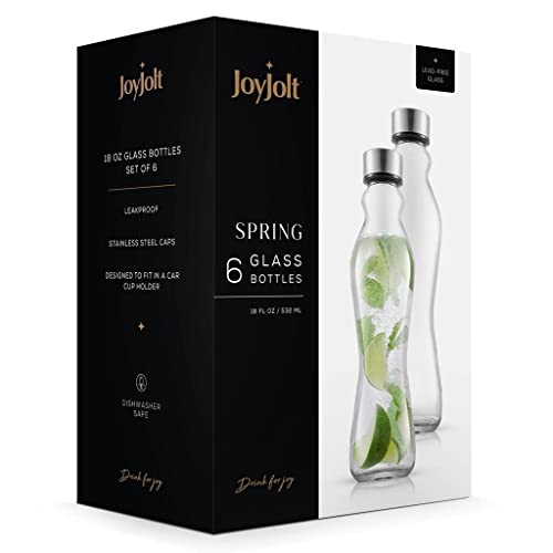 image for JoyJolt Spring Glass Water Bottles Set of 6-18 oz Glass Bottles with S
