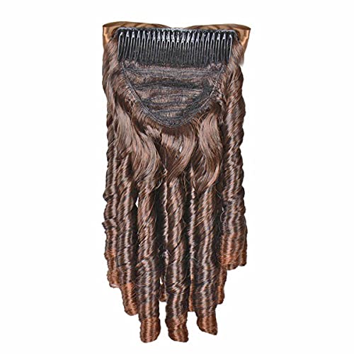 Qyuu Regency Ringlet Ponytail Hairpiece With Bow Spiral Curl Synthetic Half Wig Historical Colonial Lady Costume Wig (Light Brown) #TOP2