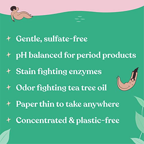 Lazy Coconuts - Period, Menstrual Stain Fighting Eco Detergent Strips - Unscented Menstrual Cup Wash, Cloth Diaper Detergent - Enzyme Blood Stain Remover, Delicate Wash, Period Cup Cleaner #TOP2