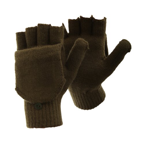 Preisvergleich Produktbild Floso® Herren Thermo Halbfinger Winter Handschuhe (Einheitsgröße) (Grün)