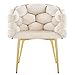 Lestarain Sessel Wohnzimmer, Armlehnensessel mit geflochtener Rückenlehne, Loungesessel Relaxsessel Lesesessel Einzelsofa, Polstersessel mit Samtbezug Metallbeinen, Beige, LUNI1018