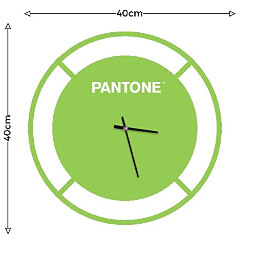 Pantone by Homemania Homemania Drive Round Wall Clock for Living Room Kitchen, Office, Green, White Metal 40 x 0.15 x 40 cm - Image 3