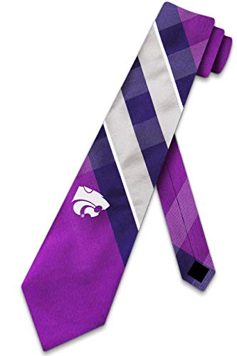 Eagles Wings Kansas State Grid Neck Tie with College Sports Team Logo