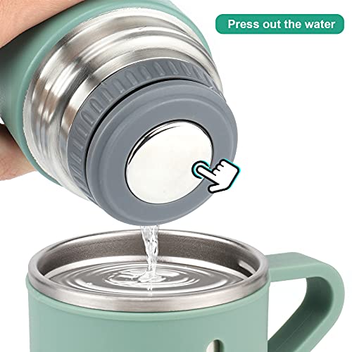 Stainless Steel Thermo 500Ml/16.9Oz Vacuum Insulated Bottle With Cup For Coffee Hot Drink And Cold Drink Water Flask.(Green,Set) #TOP4