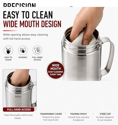 Image of Stainless Steel Oil Dispenser for Kitchen | 1 Litre | No Spilling Return Ventilation Hole | Dust-Proof Cap | Anti-Leak Design | Easy Clean Wide Mouth Oil Bottle for Cooking