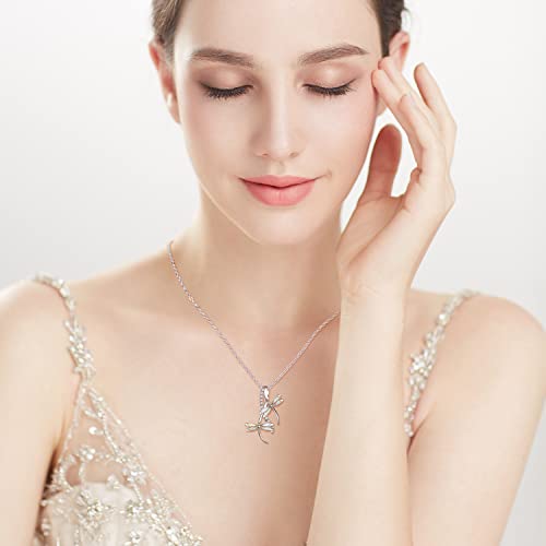 PRAYMOS Dragonfly Gifts 925 Sterling Silver Dragonfly Necklace for Women Dreamy Dragon fly Pendant Dragonflies Jewelry Birthday Gift 18+2" Adjustable Chain4