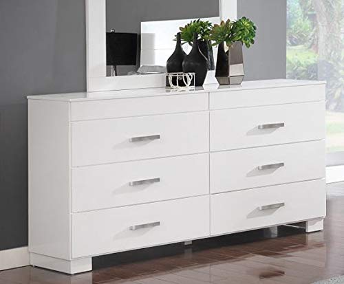 GTU Furniture Modern White Lacquered Queen Size Bedroom Set (4 Pc)