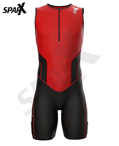 Sparx X Triathlon Suit Racing Tri Cycling Skin Suit Bike Swim Run (Red, 2Xl) #TOP1