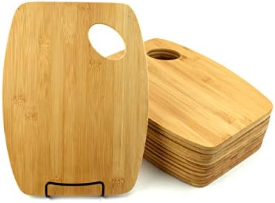 (Set of 12) 12"x9" Round Edge Bulk Plain Bamboo Cutting Board | For Customized Engraving Gifts | Wholesale Premium Bamboo Board (With Handle)