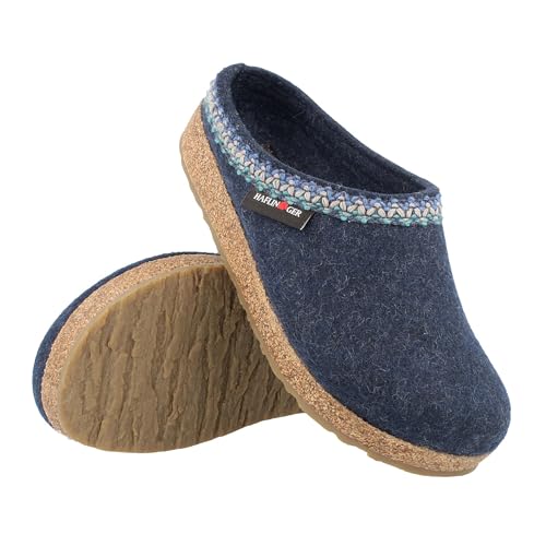 Image of HAFLINGER Grizzly Zigzag Felt Clog Wool Slipper