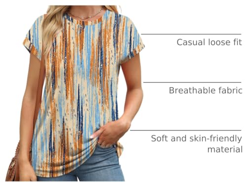 Image of Alaroo Womens Summer Tops Short Sleeve Shirts Crew Neck Tshirt Cute Trendy Tunic Blouses (S-3XL)