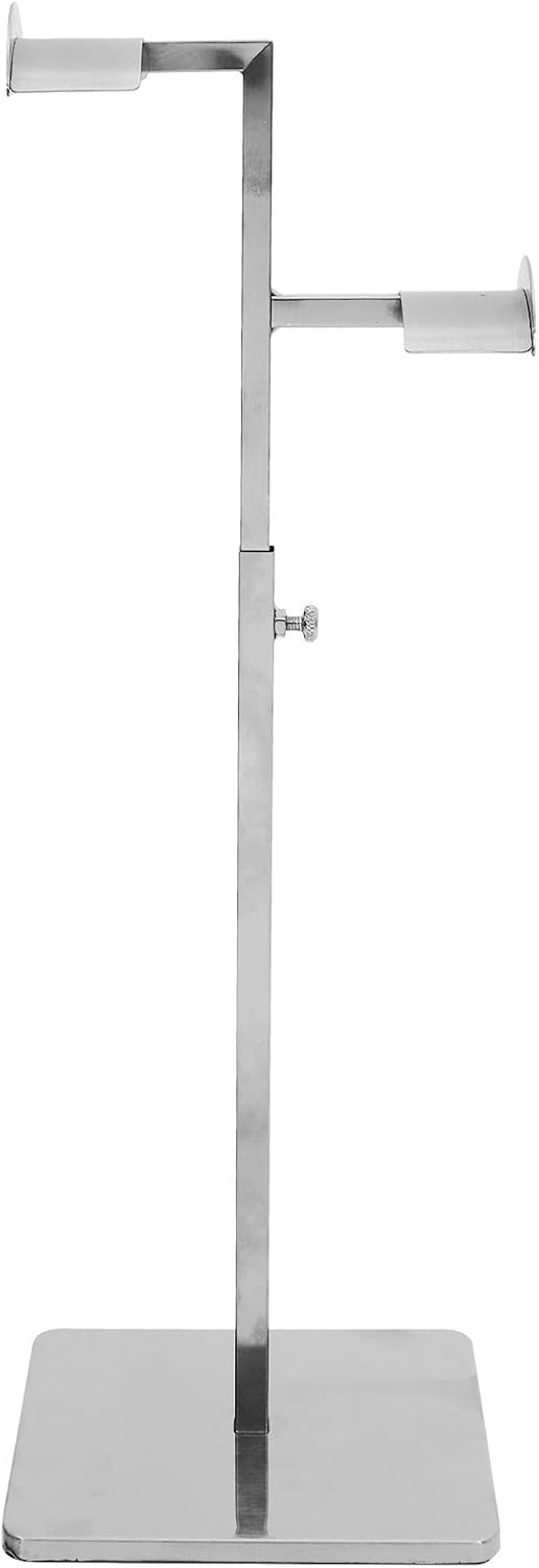 Adjustable Height Double Hook Stainless Steel Bag Purse Display Stand with Thickened Base for Boutique Store Countertop Organizer