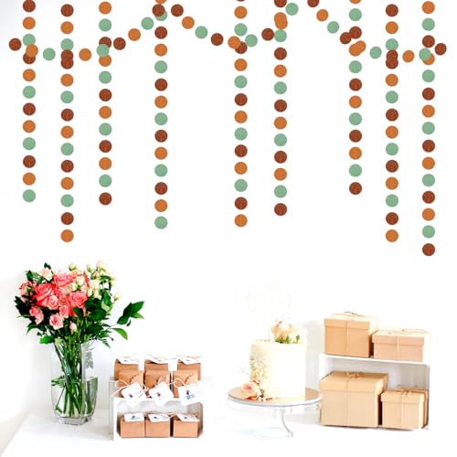 Image of Boho Sage-Green Brown Party-Decorations Streamers-Garland - 52ft Fall Woodland Safari Baby Shower Hanging Paper Banner,Rustic Wedding Birthday Garden Neutral Jungle Halloween ThanksgivingDecor Hugfond