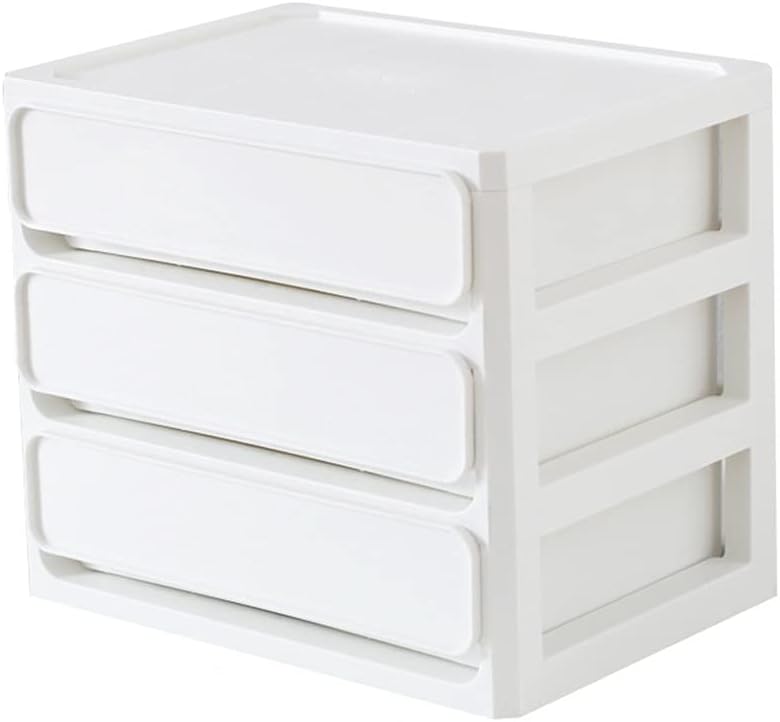 JSEIAJB 4 Layers Desktop Storage Box Drawer Makeup Organizer Multi-layer Sundries Holder Case Jewelry Container Office Drawer Organizer(Onecolor,3 Layers)