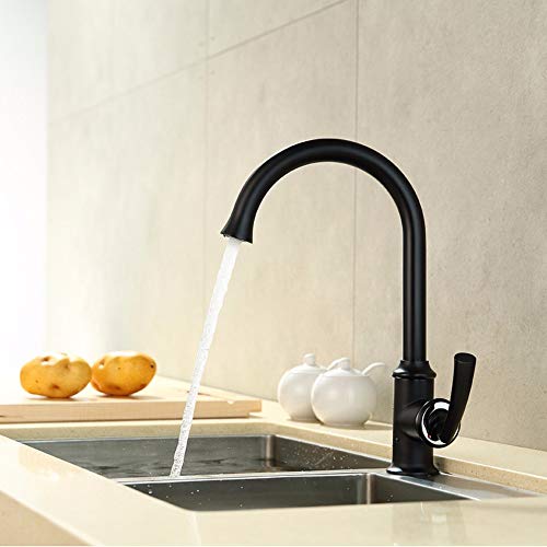 Robinet de cuisine noir mitigeur d'évier eau chaude et froide à double commande