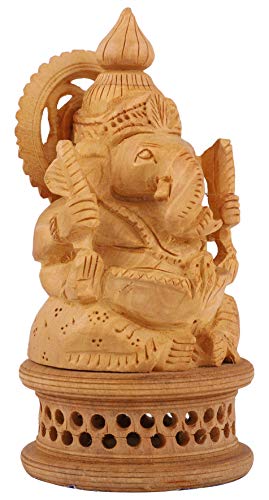 Estatua de Madera de Lord Ganesha Tallada a Mano miniatura 6