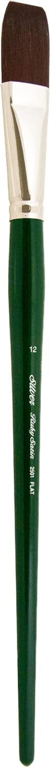 Silver Brush Limited 250112 Ruby Satin Flat Brush for Fluid and Flow Acrylics, Size 12, Long Handle