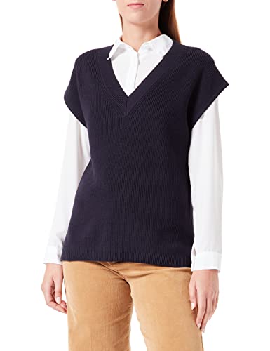 s.Oliver Damen 2121132 Strickpullunder, Blau, 44 EU