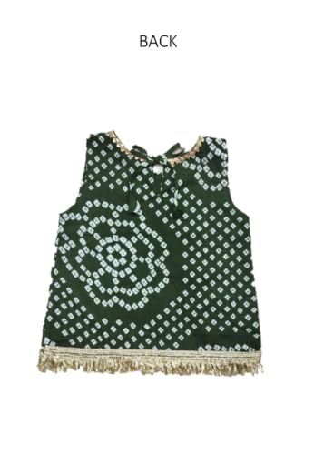 Image of The Root And Craft Kids Birthday Photoshoot Outfit Dress Girls Bandhani printed Top With Dhoti pant & Hairband Born Baby Photography Photoshoot Props(0to 18 Month)
