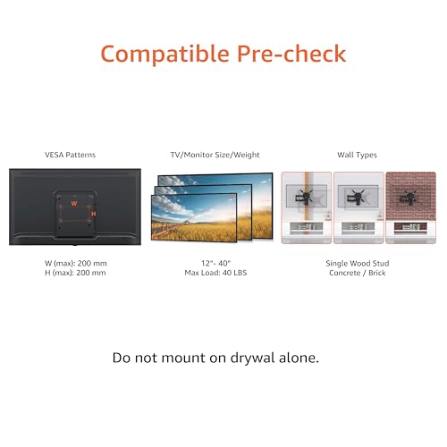 Amazon Basics TV-Wandhalterung mit voller Bewegung, für 30.5 - 101.6 cm Fernseher und VESA 200 x 200, Schwarz